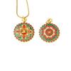 Tienda de oro arena de alto color con colgante de flor mandala de marca redonda de ocho tesoros nuevo colgante de collar de mano chino