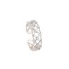 Bajo el Árbol Banyan Anillo Abierto de Malla Hueca Incrustado con Diamantes de Plata de Ley S925 Estilo de Lujo Ligero de Nicho Anillo Elegante de Encaje con Diamantes