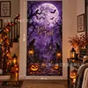 Tecido de fundo novo para Halloween transfronteiriço, tecido de fundo para decoração de feriado com tema de abóbora, casa mal-assombrada e fantasma, impresso em alta definição, em estoque e pronto para envio