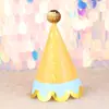 Nuevo sombrero de cumpleaños Amazon transfronterizo original dorado brillante con estampado metálico bola de pelo grande lindo sombrero de cumpleaños para fiesta de cumpleaños