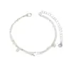 Tobillera de Acero Inoxidable Hueso de Serpiente y Perlas de Arroz para Comercio Exterior en Aliexpress, Moderna, Sencilla, Elegante, Versátil, Estilo Casual, Joyería de Tobillo de Doble Capa