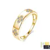 Anel de Prata Esterlina S925 Trevo de Quatro Folhas Cravejado com Moissanita Flor da Sorte Anel Eterno Temperamento Uso Diário Em Estoque Atacado
