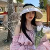 Sombrero de Protección Solar de Verano para Mujer, Protección Solar, Anti-UV, Parte Superior Abierta, Sombrero de Carcasa de Plástico Negro, Ala Ancha, Aro para Cabello Plegable, Sombrero para Exteriores