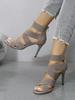 Comércio exterior europeu e americano alça larga elástico cruz salto alto sandálias femininas cross-border zíper estilo romano sapatos de moda ebay