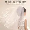 Velo corto de dobladillo de dos capas para niña de las flores, dama de honor, niña, actuación de jardín de infantes, cumpleaños de bebé, velo de princesa