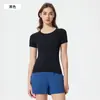 Verano Seamless Mono Cuello Redondo Ropa de Yoga Camiseta Ajustada Secado Rápido Transpirable Running Deportes Manga Corta Mujer D25073