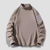Suéter de Terciopelo Alemán para Hombre Invierno Nuevo Suelto Casual Guapo Ropa Exterior Decorativo con Cinta de Cuatro Barras Cuello Semi-Alto Combinable Protección