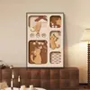 [Personalizado] Pintura Decorativa para Sala de Estar de Gato Estilo Mid-Century, Pintura de Piso de Animales de Dibujos Animados Retro, Pintura para Colgar en la Pared de Fondo del Sofá