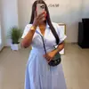 Ropa de Mujer Transfronteriza Europea y Americana Tallas Grandes Africanas Moda Verano 2026 Nuevo Vestido Camisa Rayado de Manga Corta con Solapa para Mujer