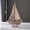 Adorno de Velero de Madera Maciza Estilo Mediterráneo, Decoración de Barco Artesanal Retro Americano para Entrada de Sala de Estar, Adorno de Navegación Exitosa