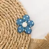 Estilo Coreano Azul Floral Fresco Ins Cuadros Mezclilla Azul y Rojo Tela Accesorios para el Cabello Bolsa Lazo Decoración Accesorios
