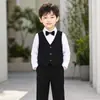Traje infantil, colección primavera y otoño, conjunto de chaleco de caballero estilo británico, atuendo para niños para eventos, discursos o tocar el piano, ropa formal para pajes