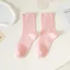 Meias de algodão de cor sólida, meias femininas de cano médio para primavera e verão, meias de tornozelo, meias pós-parto, meias sem costura para o outono, meias femininas longas, algodão puro