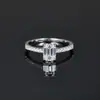 Anillo Cuadrado de Moissanita de Venta Caliente Transfronterizo, Anillo Versátil de Plata S925 de Nicho, Estilo Popular de Influencer, Fábrica Mayorista en Stock
