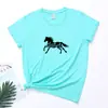 2023 comércio exterior tamanho europeu e americano cavalo casual estampa de grama gola redonda camiseta feminina manga curta
