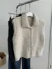 Colete de Lã com Lapela Retro Tendência para Mulheres, Suéter Cardigan Tricotado de Gola Alta Macio para Camada de Outono e Inverno
