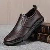 Zapatos de Cuero para Hombre de Negocios Transfronterizos, Slip-On Slip-Ons, Zapatos de Conducir Suaves tipo Papá, Color Sólido, Versátiles con Felpa, Zapatos Casuales