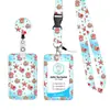 Porta-cartão retrátil estilo náutico com cordão, impresso em UV, porta-crachá de identificação para trabalho, alça de pescoço com fivela de puxar fácil para uso no escritório