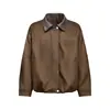 Jaqueta Workwear Retro Americana Tendência Marca Solta Casual Outono/Inverno Jaqueta de Couro PU Lapela Masculina Curta