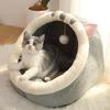 Casa de Gato para Aquecimento de Inverno, Cama Grande Semi-Fechada de Pelúcia para Cachorro, Suprimentos para Filhotes, Espessa e Quente