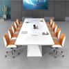 Mesa de conferencias pintada de blanco, mesa grande para reuniones, larga, moderna y sencilla, para oficina, mesa de negociación y silla combinadas.