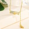 Colar de Prata de Lei S925 Bambu Franja Moda Feminina Estilo Chinês Alto Inlay Jade Hetian Luxo Leve Elegante