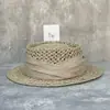 Sombrero de paja francés para vacaciones, sombrero de copa cóncavo de paja salada para mujer, sombrero de protección solar de verano, sombrero de playa informal vintage combinable.