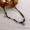 Nuevo collar gargantilla con candado de paz y cuentas de colores chinos, collar de cadena de clavícula de alta gama con personalidad y temperamento a la moda para mujer