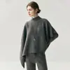 Diseño Exquisito y Relajado, Suéter de Cachemira de Cuello Alto Medio, Chaleco de Punto, Chal, Chaleco de Moda Asimétrico para Mujer