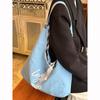 Bolsa de Lona Rayada de Doble Cara Estilo Coreano Estilo Perezoso para Mujer de Gran Capacidad Bolso de Hombro Tipo Tote para Viajes al Trabajo Bolsa de Axila para Estudiantes
