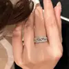 Geométrico Estilo Frio Ins Anel de Cristal Preto Design de Nicho Personalidade da Moda Sentido Avançado Anel Aberto Internet Moda Feminina Popular