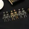 Joias Transfronteiriças Europeias e Americanas Série de Halloween Brincos de Caveira Cravejados com Strass com Design Exagerado Retrô Único