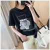 Camiseta C01 tamanho G regular feminina especial para corpo gordo 300kg gorda mm pode usar camiseta de manga curta estampada coreana versão coreana