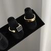 Anillo Geométrico Cuadrado Dulce y Cool para Mujer Negro Exquisito Esmalte Goteado Oro Ala Ancha Combinable Anillo Abierto Hip-hop Anillo de Dedo