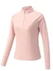 Nova blusa de moletom de manga comprida com gola alta de secagem rápida para mulheres, adequada para atividades ao ar livre e caminhadas, com efeito refrescante, respirável e com zíper