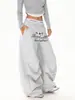 Pantalones de Paracaidista Casuales de Pierna Ancha, Simples y Sueltos, Estilo Workwear, con Estampado de Letras Americanas y Pliegues, Marca de Moda para Otoño e Invierno, para Mujeres y Hombres