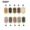 WT-C326 opcional multicolor piedra natural rectángulo circonita adornos conectores colgantes accesorios para joyería DIY