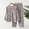 Pijama Feminino, Algodão Puro, Tingido em Fio, 100% Algodão, Primavera e Outono, Botão Diagonal, Manga Longa, Calça Longa, Roupa de Casa Vermelha para o Ano de Nascimento e Ano Novo