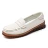 Zapatos de piel de vaca transfronterizos para mujer, mocasines de estilo coreano, zapatos de madre antideslizantes de talla grande, zapatos casuales de paso, 2025