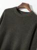 Suéter de cachemira de color puro para otoño e invierno, suéter grueso y holgado de cuello redondo para hombre, camisa informal de punto de color sólido para hombre