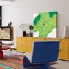 Pintura de paisaje fresca y relajante de una niña y un perro, arte de pared decorativo para la sala de estar o la habitación de los niños, mural de dibujos animados