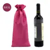 Bolsa de Lino para Vino Tinto en Stock, Bolsa con Cordón para Empaque de Set de Vino Tinto de Lino, Bolsa de Regalo de Lino de Alta Gama para Champagne al por Mayor