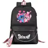 Comercio exterior nueva mochila de dibujos animados Stitch USB Estudiante joven mochila escolar para hombres y mujeres mochila casual de viaje