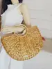 Bolsa grande de meia-lua, bolsa tecida de palha natural Mori, bolsa grande tecida de palha de milho, bolsa de praia retrô para lazer