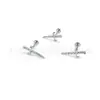 Arete de Acero de Titanio F136 Espada Cruzada con Zirconia 5A Arete Hélice Daga Titanio G23 Joyería para Piercing con Rosca Interna