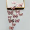 Decoración de mariposa de papel con simulación tridimensional 3D, accesorios de joyería de mariposa hueca tridimensional con textura metálica, pegatinas de pared para el hogar al por mayor