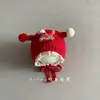 Chapéu Festivo Vermelho de Ano Novo com Renda para Meninas, Chapéu de Lã Tricotado Quente de Inverno com Tiras