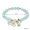 Pulsera Joyería Estilo Nacional, Pulsera Flor de Lirio del Valle Estilo Chino, Cuentas de Buda Tapa de Leche, Pulsera Flor Explosión, Cuentas Redondas de 10 mm, Pulsera de Perlas de Imitación