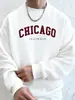 Sudadera para Hombre Chicago Illinois Estampado Creativo Cuello Redondo Lana Superior Bolsillo Lateral Sudadera