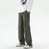Calças Casuais de Trabalho Florestal Pretas para Meninos, Largas, Retas, de Inverno, Pretas Americanas Retrô, Calças Esportivas Masculinas